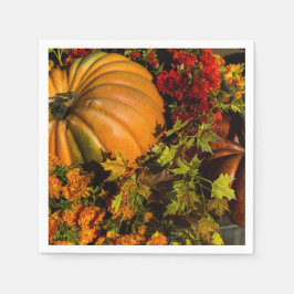 Pumpa Och Mamma Blomsterarrangemang Pappersservett