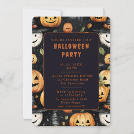 Pumpa och monster - Halloweeninbjudningskort Inbjudningar