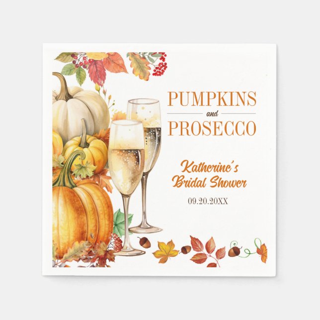 Pumpa och Prosecco Bröllopsdusch för brudar Pappersservett (Framsidan)