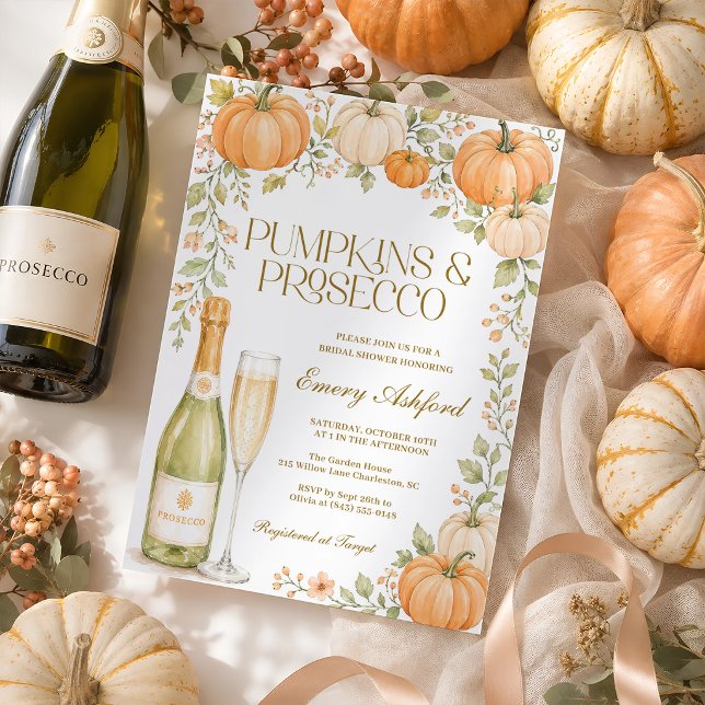Pumpa och Prosecco Höst Bröllopsfest Inbjudningar (Skapare uppladdad)