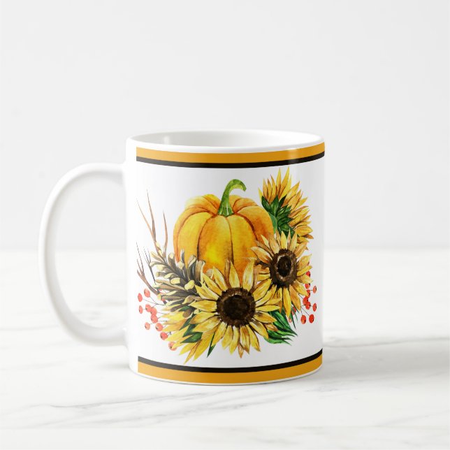 Pumpa och solrosor höst  kaffemugg (Vänster)