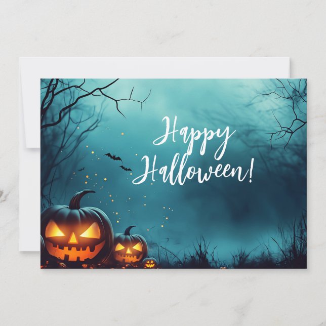Pumpa om Natten Halloween Välkomstkort Inbjudningar (Framsida)