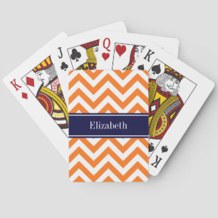 Pumpa Orange Lg Chevron Navy Namn Monogram Spelkort
