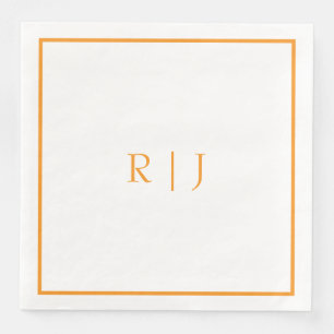 Pumpa Orange Monogram Höst Bröllop Pappersservett