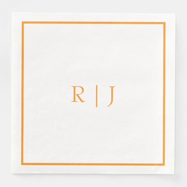 Pumpa Orange Monogram Höst Bröllop Pappersservett (Framsida)