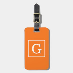 Pumpa Orange Vit Infattad Initial Monogram Bagagebricka