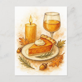 Pumpa Paj & Äppelcider Thanksgiving Postkort Helg Vykort