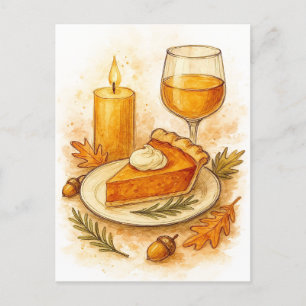 Pumpa Paj & Äppelcider Thanksgiving Postkort Helg Vykort