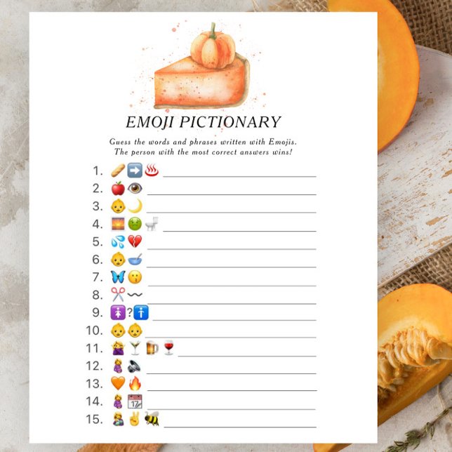 Pumpa paj baby shower Emoji pictionary spel (Skapare uppladdad)