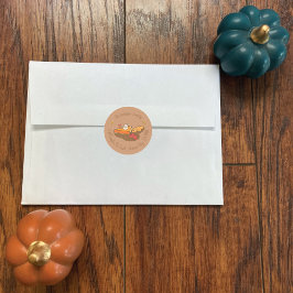 Pumpa Paj Doodle Höst Brun Kuvert Sigill Runt Klistermärke