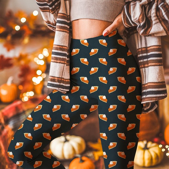 Pumpa Paj Fall Tack till Sverige Navy Leggings (Skapare uppladdad)