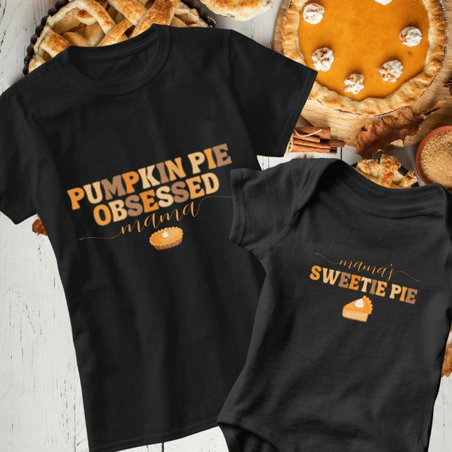 Pumpa Paj Obsessiv Mamma Thanksgiving Typografi T Shirt (Skapare uppladdad)