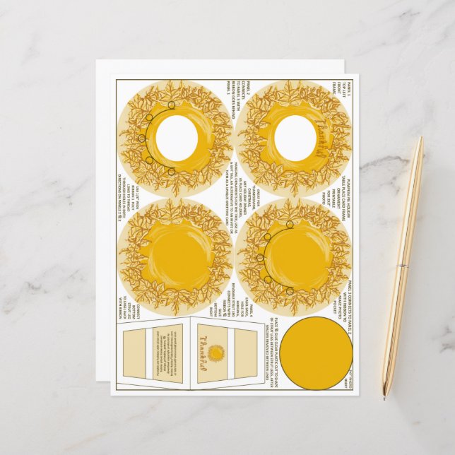 Pumpa Paj Tacksam Thanksgiving Bord Kort Ram (Fram/Back In Situ)