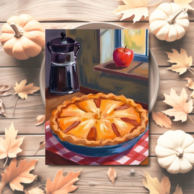 Pumpa Paj Thanksgiving Vattenfärg Helg Vykort (Skapare uppladdad)