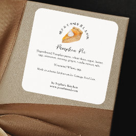 Pumpa Paj Watercolor Bageri Ingrediens Produkt Fyrkantigt Klistermärke