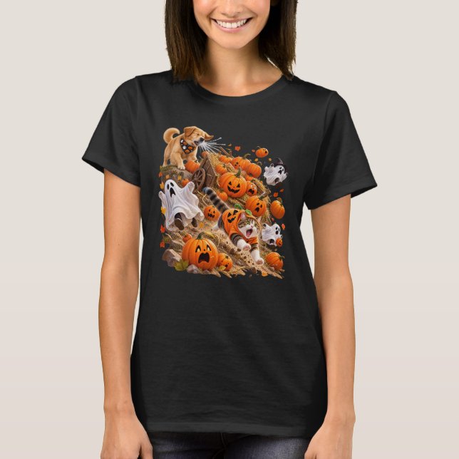 Pumpa Panik: Hundnys gör Halloween rullande! T Shirt (Framsida)