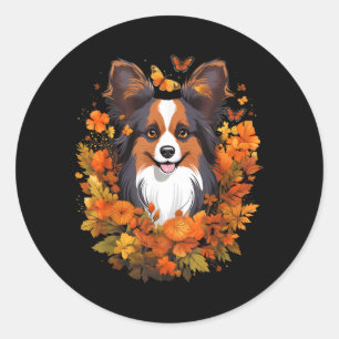 Pumpa Papillon Hund Halloween Thanksgiving Runt Klistermärke