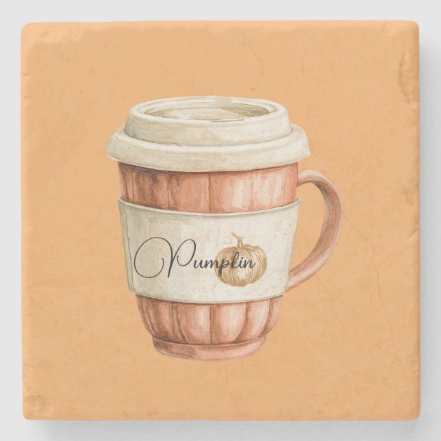 Pumpa Päron Latte Kopp Stenunderlägg (Framsidan)