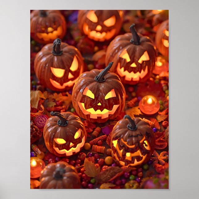 Pumpa Party – Mysig Halloween-affisch Poster (Framsidan)