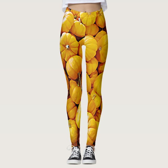 Pumpa Patch Halloween Höst Fall Leggings (Framsida)