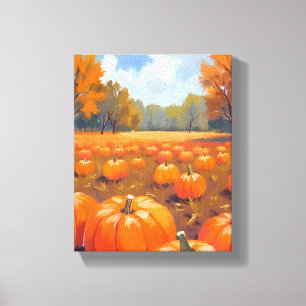 Pumpa Patch Höst Aquarellmålning Canvastryck