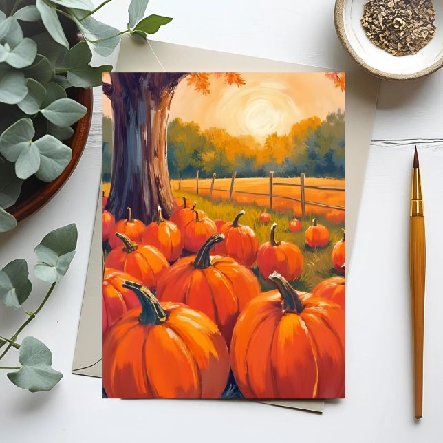 Pumpa Patch | Höst Orange Akvarell Hösten Vykort (Skapare uppladdad)