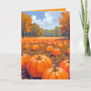 Pumpa Patch Höst Thanksgiving Vattenfärg Kort