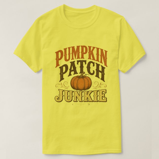 Pumpa Patch Junkie Vintage Höst Design T Shirt (Design framsida)