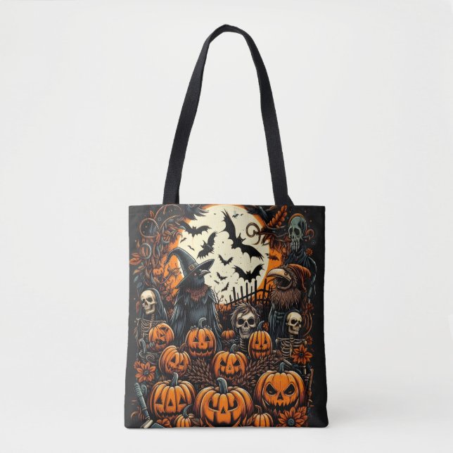 Pumpa Patch Kråhämma & Skelettgänget Halloween Tygkasse (Framsida)
