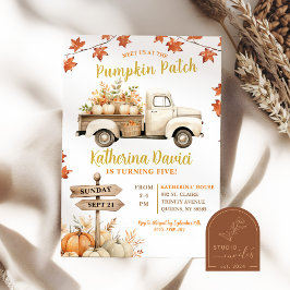 Pumpa Patch Lönnlöv Födelsedagsflicka Inbjudningar
