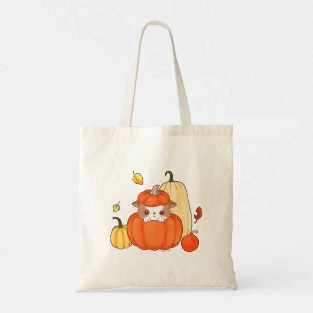 Pumpa Patch Mochi Kawaii Söt Höst  Tygkasse (Baksida)