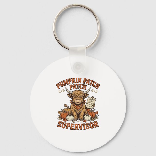 Pumpa Patch Övervakare Highland Ko Vintage Tröja Nyckelring (Framsida)