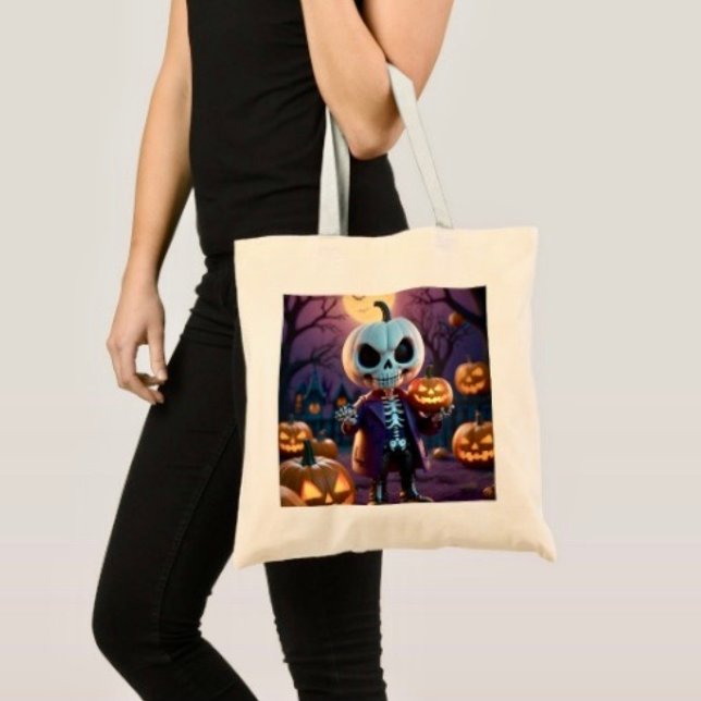 Pumpa Patch Skelettkamrat Tygkasse (100% natural material 100% cotton D: 15.75"l x 15.25"w 5 handle colors
)