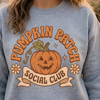 Pumpa Patch Social Club Retro Höst Halloween T Shirt