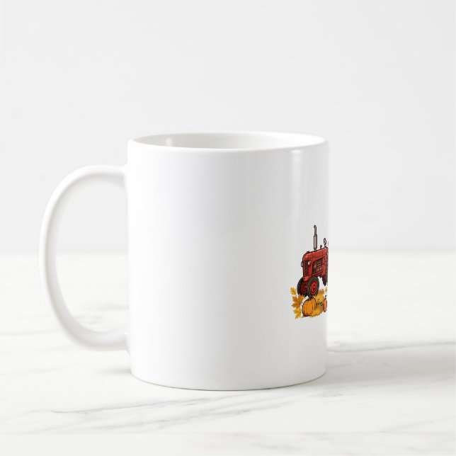 Pumpa Patch Traktor Höstskörd Konst Kaffemugg (Vänster)
