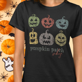 Pumpa Patch Vibbar Retro Halloween Färgglad T Shirt