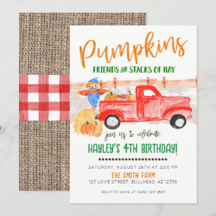 Pumpa Patch Vintage Lastbil Höst Bonde Inbjudan