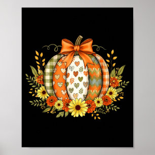 Pumpa Patchwork Blomma Tackgivningsdag Höst Poster