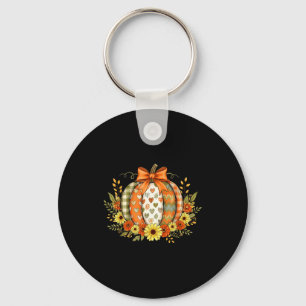 Pumpa Patchwork Blomma Thanksgiving Höst Fall  Nyckelring