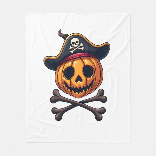Pumpa Pirat � Halloween Dödskalle Tröja Fleecefilt (Framsidan)
