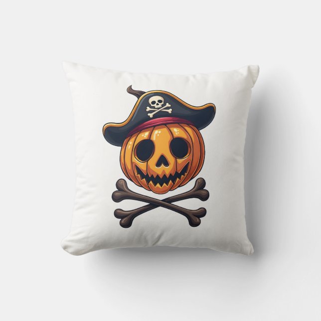 Pumpa Pirat Halloween Dödskalle Tröja Kudde (Framsida)