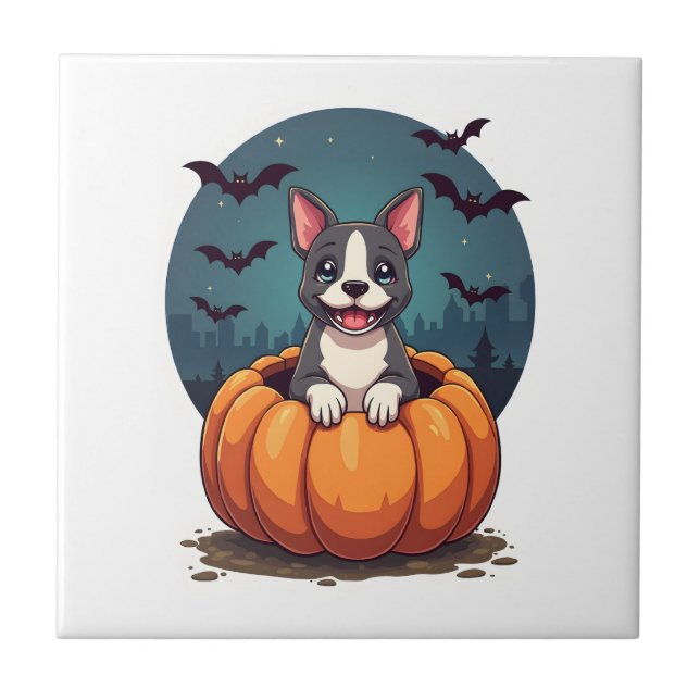 Pumpa Pitbull Leende Kakelplatta (Framsidan)