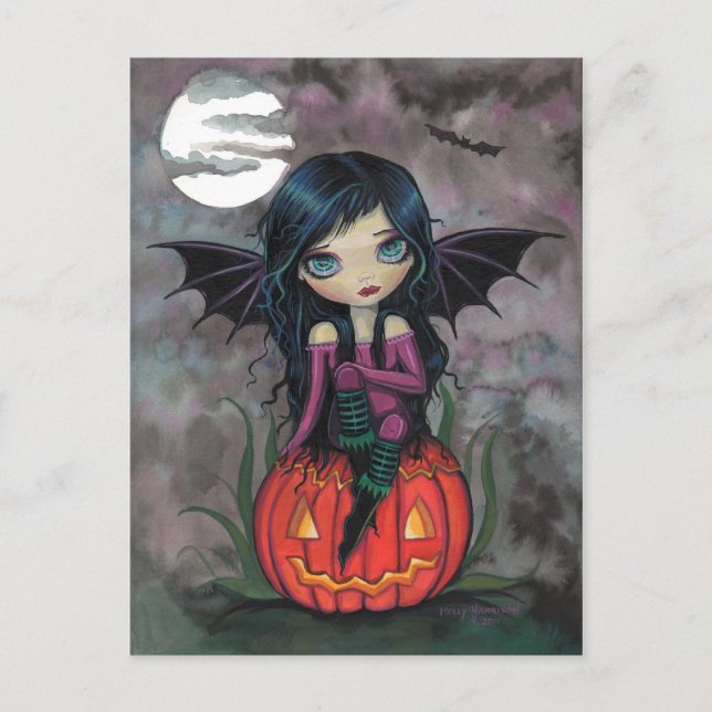 Pumpa Pixie Halloween vykort (Framsida)