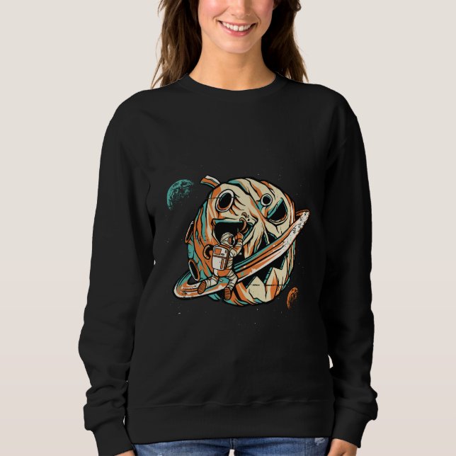 Pumpa Planet Halloween Rymden T Shirt (Framsida)