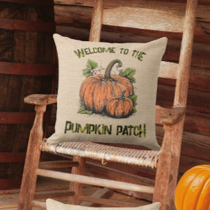 Pumpa Plock Höst Slut Falskt Burlap  Kudde