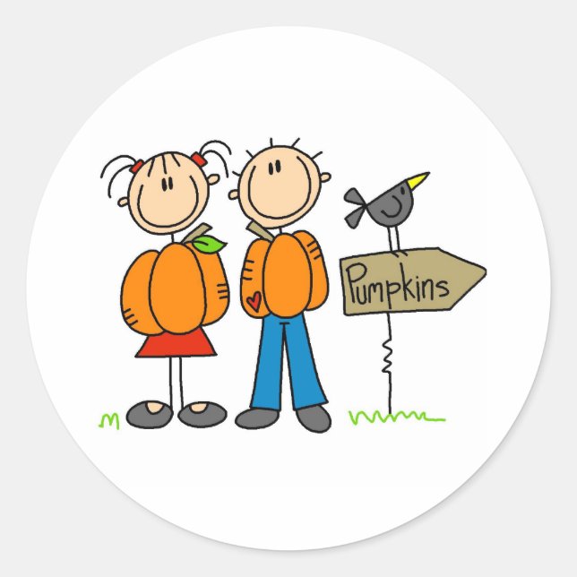 Pumpa Plock Runt Klistermärke (Framsida)