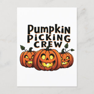 Pumpa Plockande Besättning Kuslig Halloween Matcha Inbjudan Vykort