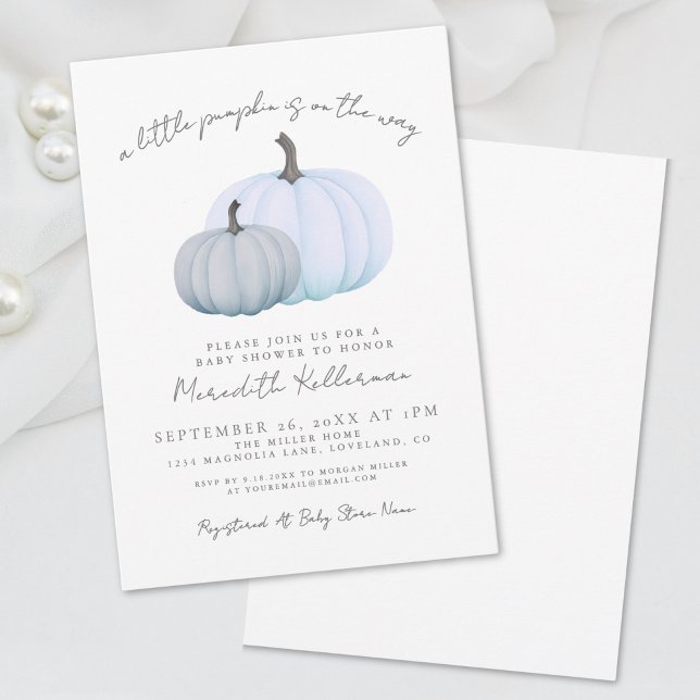Pumpa Pojke Babyfirande Inbjudningar (Pumpkin Boy Baby Shower Invitation)