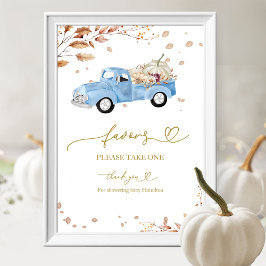 Pumpa Pojke Höst Baby Shower Fördelar Tecken Poster
