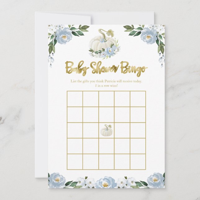 Pumpa Pojke Höst Bebis Baby Shower Bingo (Framsida)